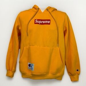 Supreme x Champion Box Logo Hoodie Men's Sz Med Yellow Pullover Sweatshirt USA